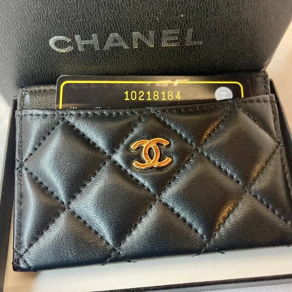 CHANEL ~ Classic Card Holder~Quilted Lambskin, Black w/Authentication Card - Picture 14 of 16